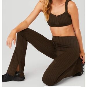 Alo yoga brand new with tags pinstripe brown pants with flare